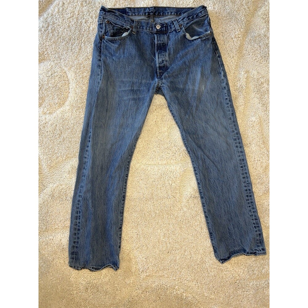 Levi’s 501 Jeans Mens 35x30 Blue Denim Button Fly Straight Leg Med Wash 2010